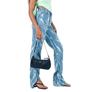 Lioness Blue and White High Rise Jeans